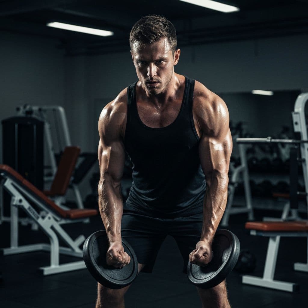 Athletic man training